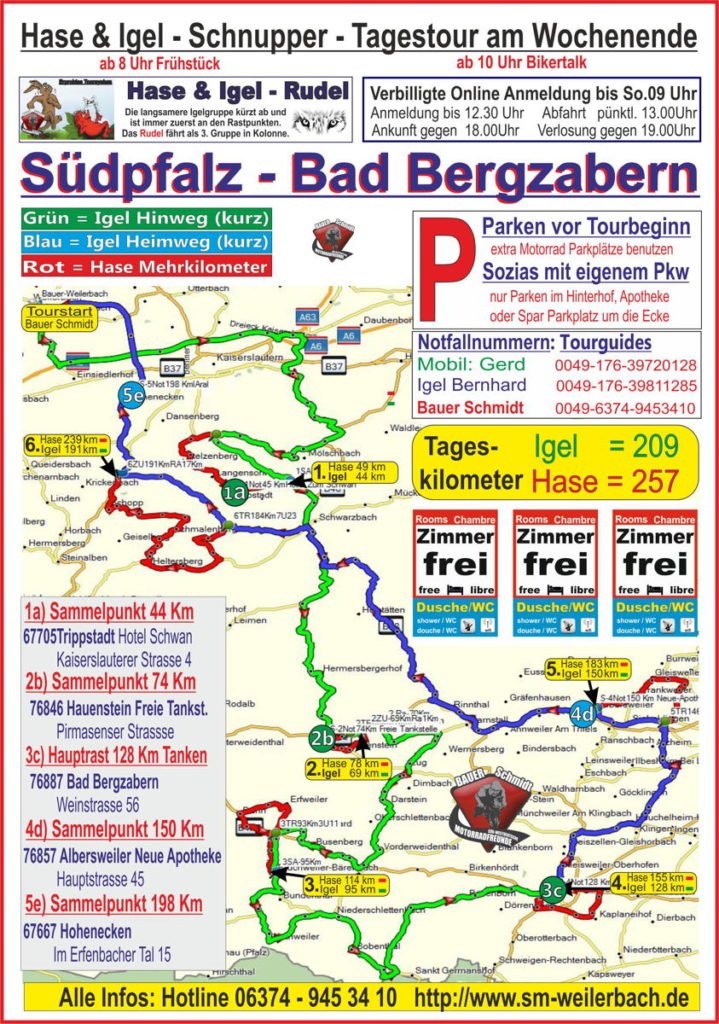 Tourkarte Südpfalz Bad Bergzabern